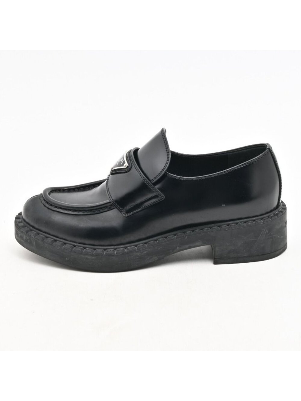 Prada Loafers Black Triangle Logo Leather